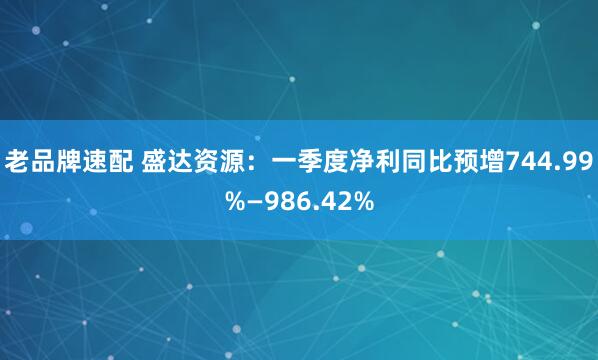 老品牌速配 盛达资源：一季度净利同比预增744.99%—986.42%